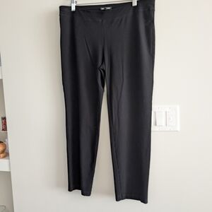 Eileen Fisher Black Pants Stretchy Straight Leg Medium Staple Minimalist Knit